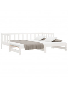 Dormeuse Estraibile Bianca 2x(90x190) cm Legno Massello di Pino