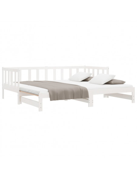 Dormeuse Estraibile Bianca 2x(90x190) cm Legno Massello di Pino