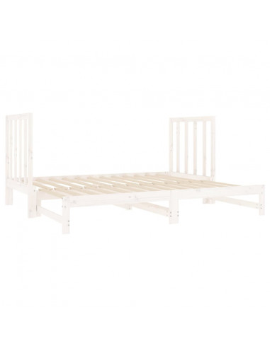 Dormeuse Estraibile Bianca 2x(90x190) cm Legno Massello di Pino