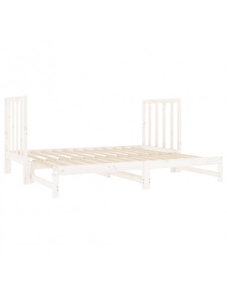 Dormeuse Estraibile Bianca 2x(90x190) cm Legno Massello di Pino