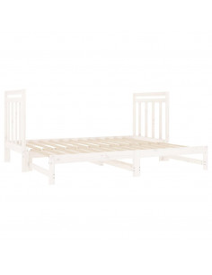 Dormeuse Estraibile Bianca 2x(90x190) cm Legno Massello di Pino
