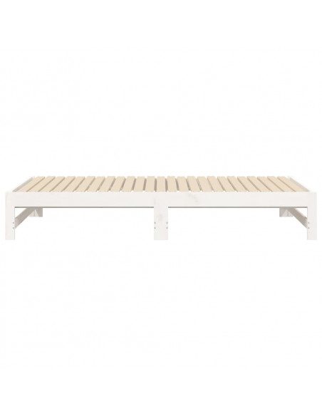 Dormeuse Estraibile Bianca 2x(90x190) cm Legno Massello di Pino