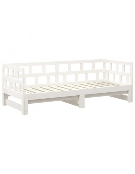 Dormeuse Estraibile Bianca Legno Massello di Pino 2x(90x200) cm