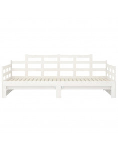 Dormeuse Estraibile Bianca Legno Massello di Pino 2x(90x200) cm