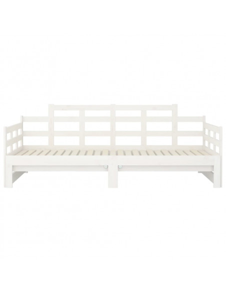 Dormeuse Estraibile Bianca Legno Massello di Pino 2x(90x200) cm