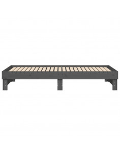 Dormeuse Estraibile Grigia 2x(80x200) cm Legno Massello di Pino