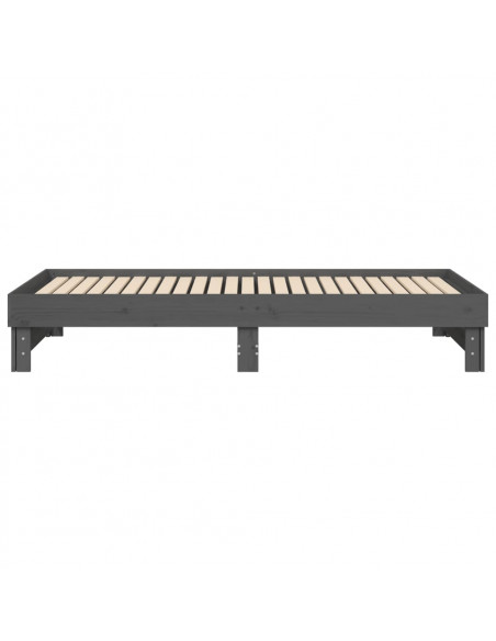 Dormeuse Estraibile Grigia 2x(80x200) cm Legno Massello di Pino