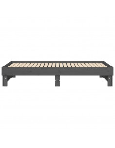 Dormeuse Estraibile Grigia 2x(90x190) cm Legno Massello di Pino