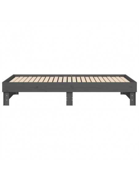 Dormeuse Estraibile Grigia 2x(90x190) cm Legno Massello di Pino