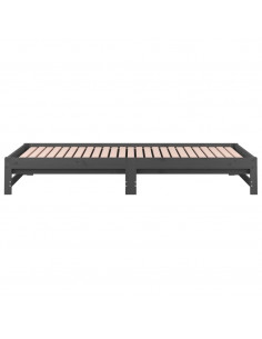 Dormeuse Estraibile Grigia 2x(90x200) cm Legno Massello di Pino