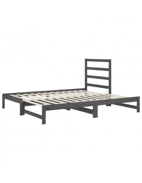 Dormeuse Estraibile Grigia 2x(90x200) cm Legno Massello di Pino