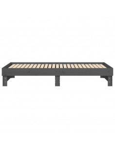 Dormeuse Estraibile Grigia 2x(90x200) cm Legno Massello di Pino