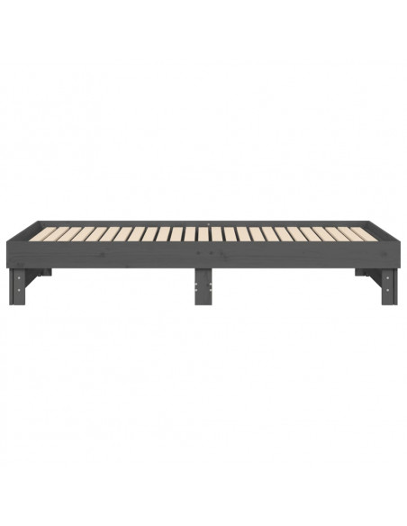 Dormeuse Estraibile Grigia 2x(90x200) cm Legno Massello di Pino
