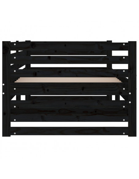 Dormeuse Estraibile Nera 2x(80x200) cm Legno Massello di Pino