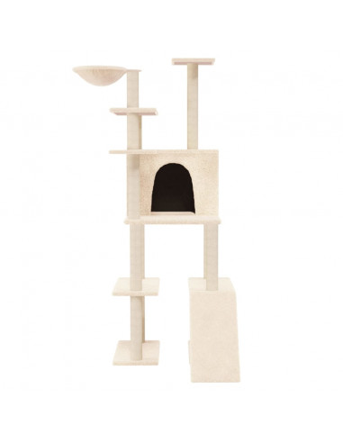 Albero per Gatti con Tiragraffi in Sisal Crema 166 cm