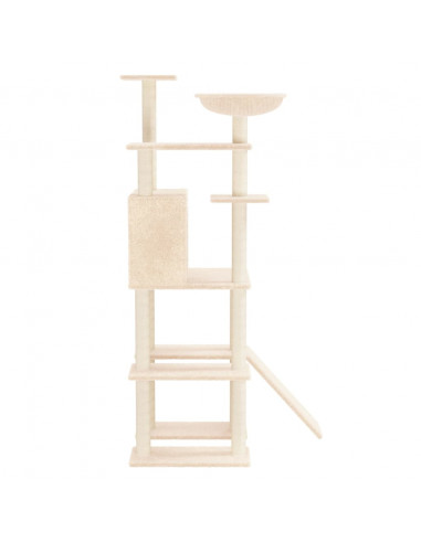 Albero per Gatti con Tiragraffi in Sisal Crema 166 cm