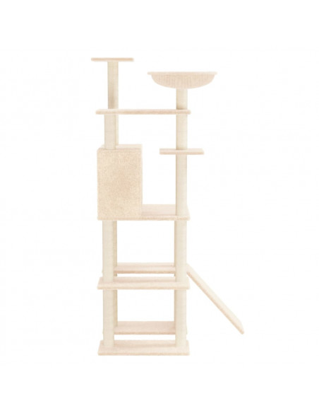 Albero per Gatti con Tiragraffi in Sisal Crema 166 cm