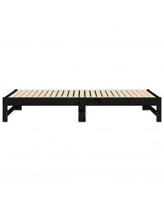 Dormeuse Estraibile Nera 2x(90x190) cm Legno Massello di Pino