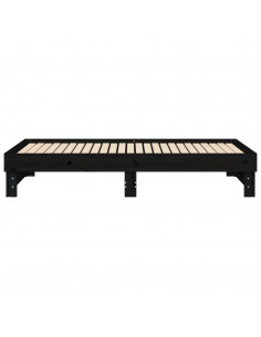 Dormeuse Estraibile Nera 2x(90x190) cm Legno Massello di Pino