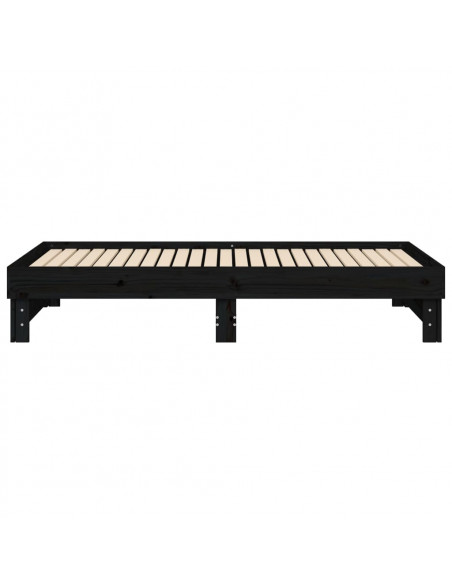 Dormeuse Estraibile Nera 2x(90x190) cm Legno Massello di Pino