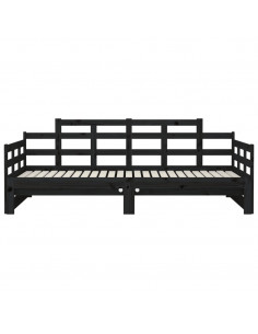 Dormeuse Estraibile Nera in Legno Massello di Pino 2x(90x200)cm