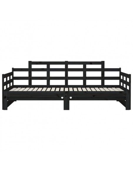 Dormeuse Estraibile Nera in Legno Massello di Pino 2x(90x200)cm