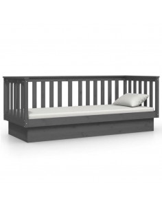 Dormeuse Grigia 90x190 cm in Legno Massello di Pino