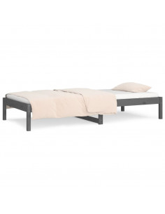 Dormeuse Grigia 90x190 cm Single in Legno Massello di Pino