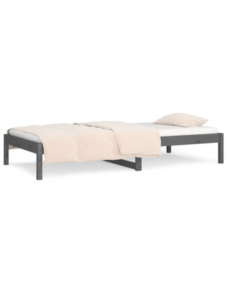 Dormeuse Grigia 90x190 cm Single in Legno Massello di Pino