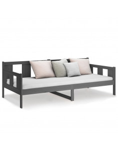 Dormeuse Grigia in Legno Massello di Pino 80x200 cm