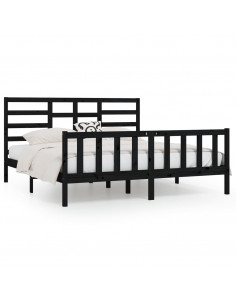 Giroletto Nero in Legno Massello di Pino 200x200 cm 2