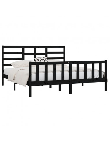 Giroletto Nero in Legno Massello di Pino 200x200 cm