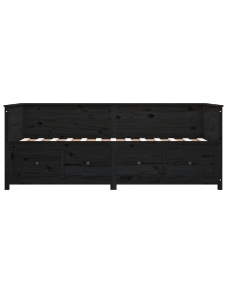 Dormeuse Nera 100x200 cm in Legno Massello di Pino