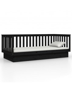 Dormeuse Nera 100x200 cm in Legno Massello di Pino