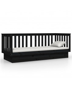 Dormeuse Nera 75x190 cm in Legno Massello di Pino