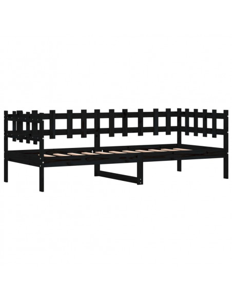 Dormeuse Nera 80x200 cm in Legno Massello di Pino