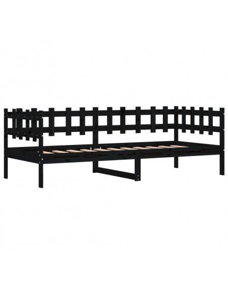 Dormeuse Nera 90x190 cm in Legno Massello di Pino