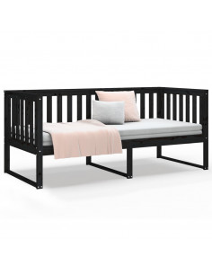 Dormeuse Nera 90x190 cm in Legno Massello di Pino