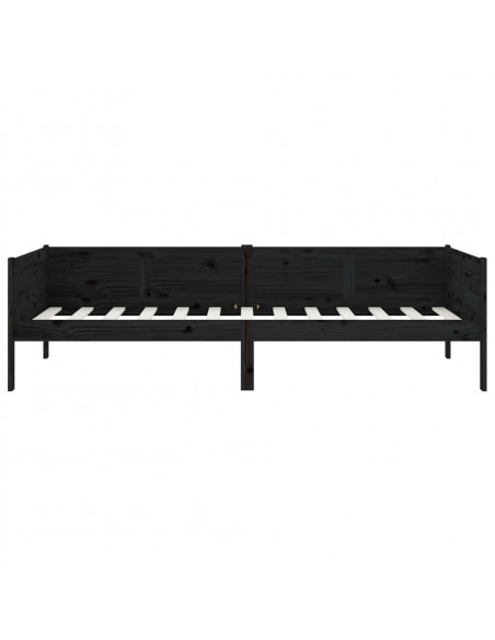 Dormeuse Nera in Legno Massello di Pino 90x190 cm