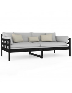 Dormeuse Nera in Legno Massello di Pino 90x190 cm