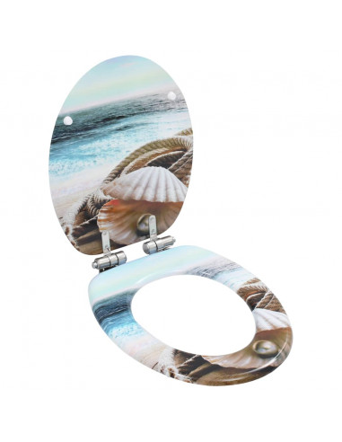 Copriwater 2 pz Chiusura Ammortizzata in MDF Design Conchiglie