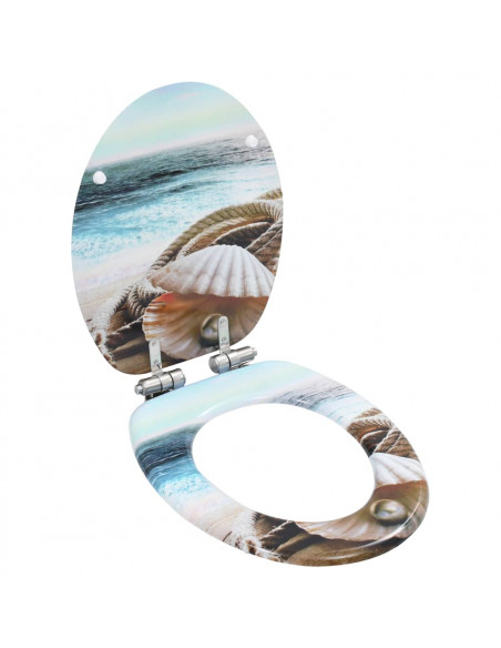 Copriwater 2 pz Chiusura Ammortizzata in MDF Design Conchiglie