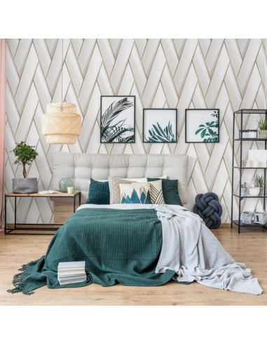 DUTCH WALLCOVERINGS Carta da Parati Geometric Bianco e Oro