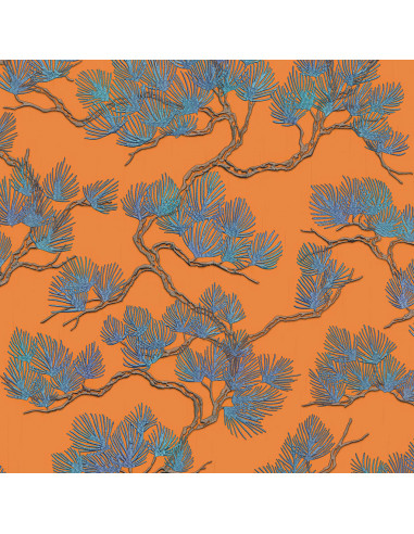 DUTCH WALLCOVERINGS Carta da Parati Motivo a Pino Blu e Arancione