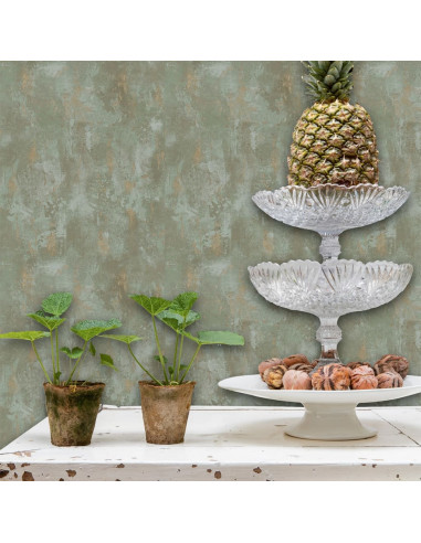 DUTCH WALLCOVERINGS Carta da Parati Motivo Calcestruzzo Verde TP1010