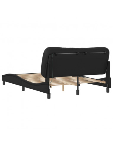 Giroletto con Luci LED Nero 140x200 cm in Similpelle