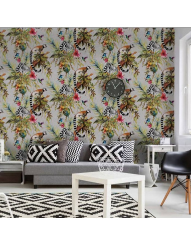 DUTCH WALLCOVERINGS Carta da Parati Motivo Lemure Argento