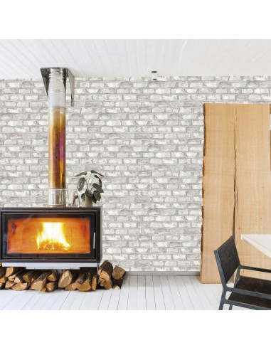 DUTCH WALLCOVERINGS Carta da Parati Motivo Mattoni Bianco EW3104