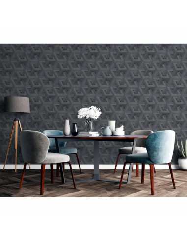 DUTCH WALLCOVERINGS Carta da Parati Onyx Antracite e Oro