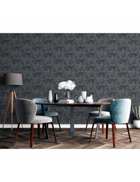 DUTCH WALLCOVERINGS Carta da Parati Onyx Antracite e Oro